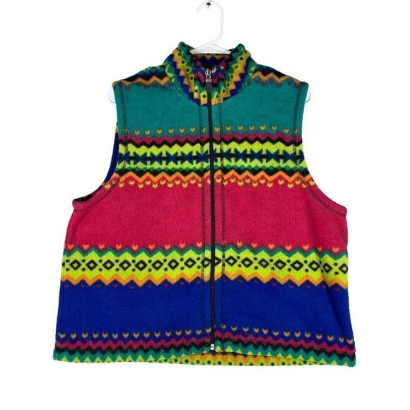 Susan Bristol Jackets & Blazers - Susan Bristol Aztec Colorful Fleece Vest Women Large Petite